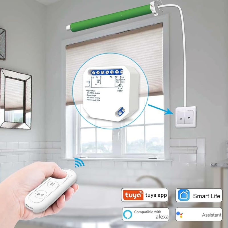 Tuya WiFi Smart Curtain Switch With Remote Electric Roller Shutter Sunscreen 1 Remote 2 Modules - Image 3